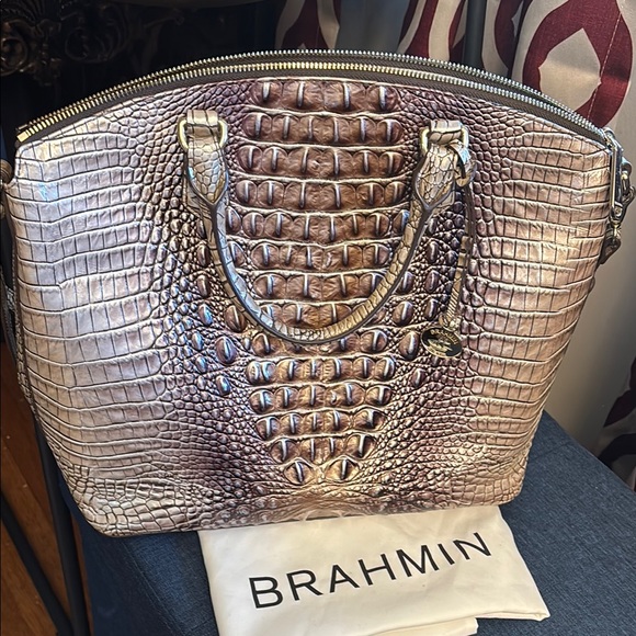 Brahmin Handbags - Brahmin Tan Satchel with Crocodile Embossed Texture